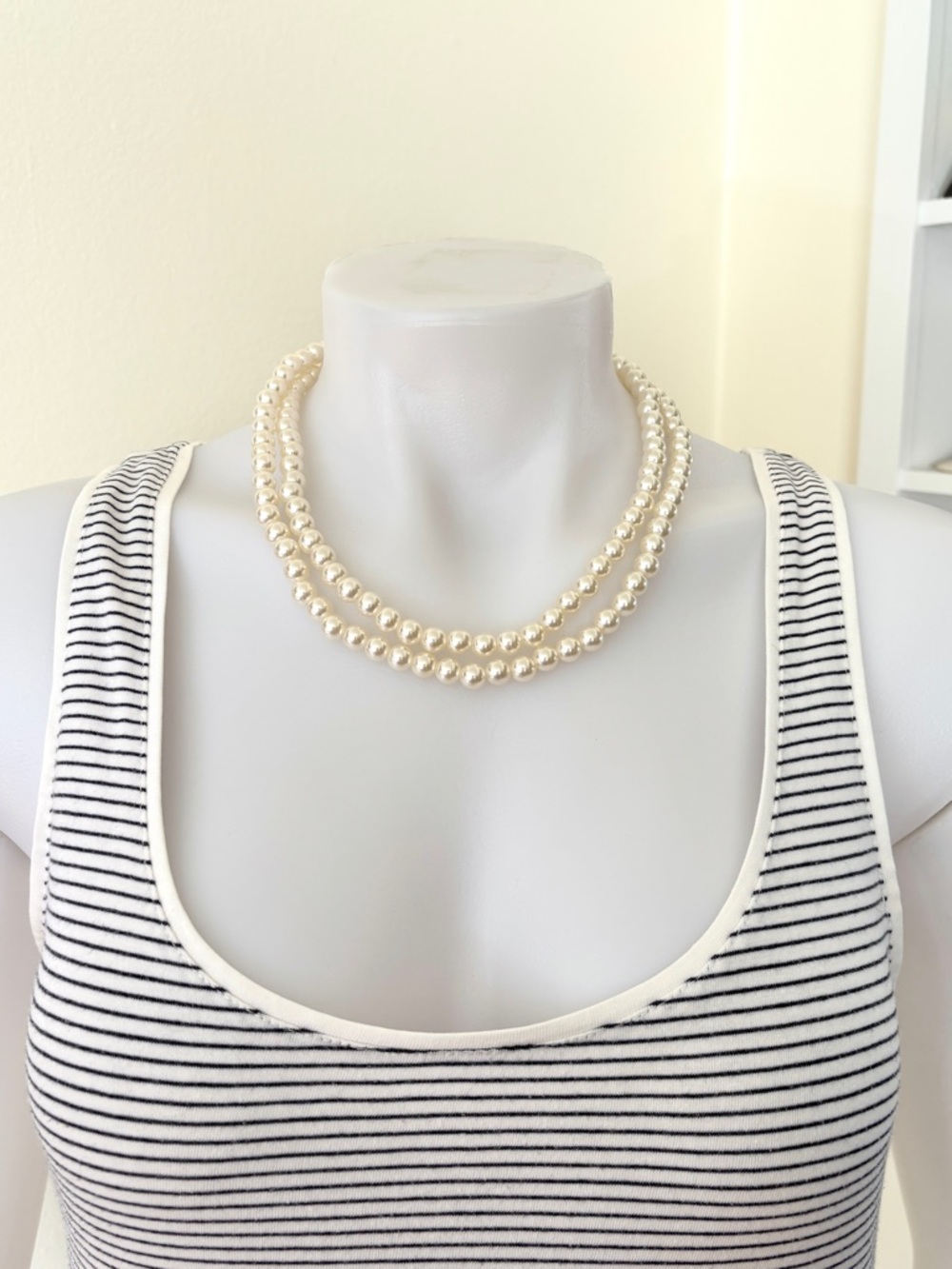 vintage faux pearl long necklace